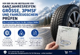 Vor der Online-Bestellung von Ganzjahresreifen: Größe, 3PMSF und Fahrzeugschein prüfen